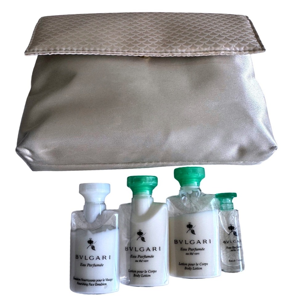Bvlgari Emirates Business Class Amenity Kit Satin Pouch Travel Set Makeup Bag